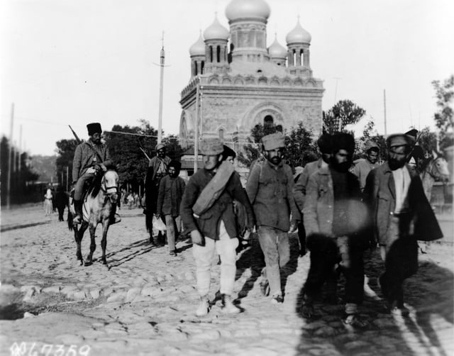 Armenian soldiers in 1919, with deserters as prisoners