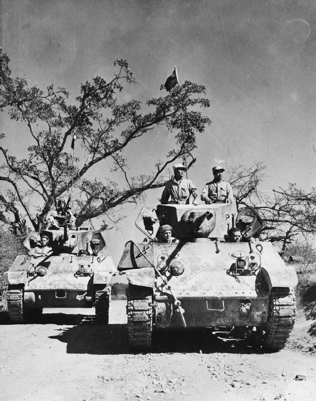 Chinese forces on M3A3 Stuart tanks on the Ledo Road