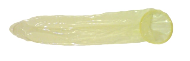 An unrolled latex condom
