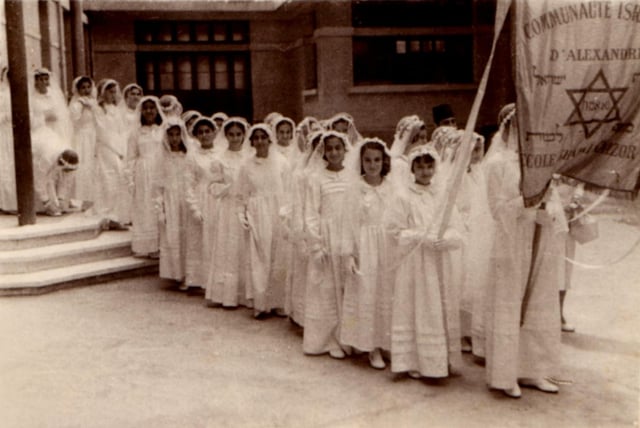 Egyptian Alexandria Jewish girls during bat mitzvah