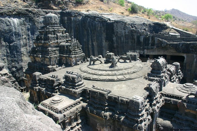 Kailasanatha temple, remarkably carved out of one single rock was built by Rashtrakuta king Krishna I (r. 756–773 CE)