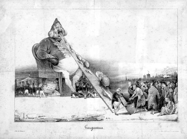 A lithograph of Daumier's Gargantua, 1831