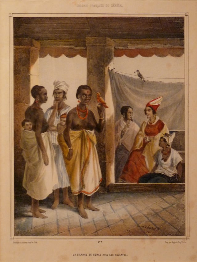 La Signare de Gorée avec ses esclaves (The signare of Gorée with her slaves), Musée de la Compagnie des Indes