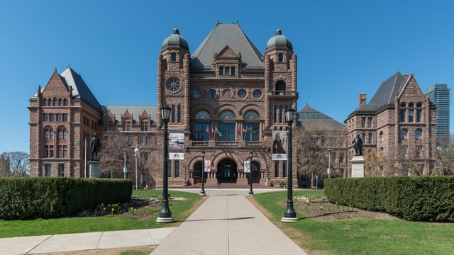The Ontario Legislative Building at Queen's Park. The building serves as the meeting place for the Legislative Assembly of Ontario.