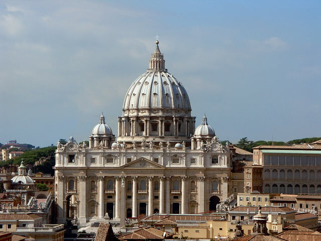 St. Peter's Basilica in Vatican City, the largest church building in the world today.