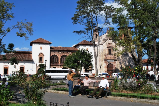 Gertrudis Bocanegra Plaza and the San Agustin Library in Zitacuaro