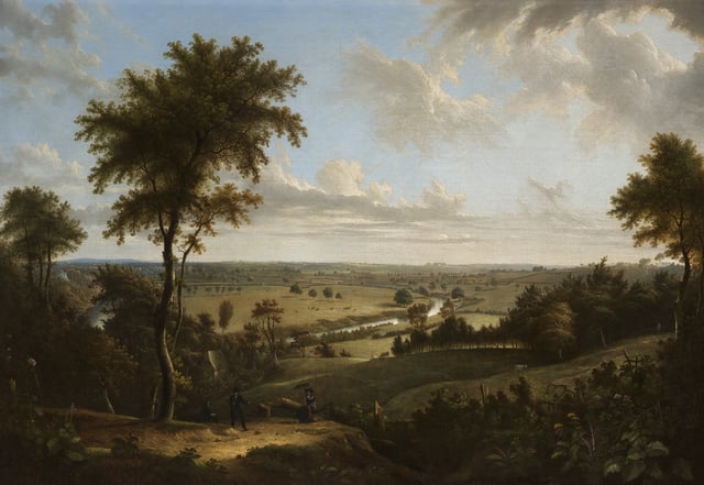 View from Kersal Moor towards Manchester by Thomas Pether, circa 1820, then still a rural landscape.