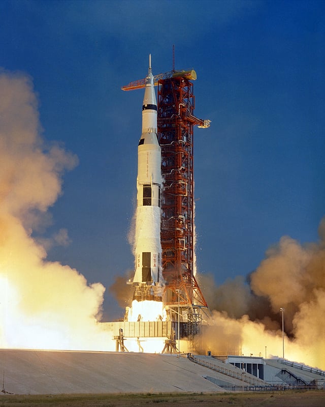 A Saturn V launches Apollo 11 in 1969