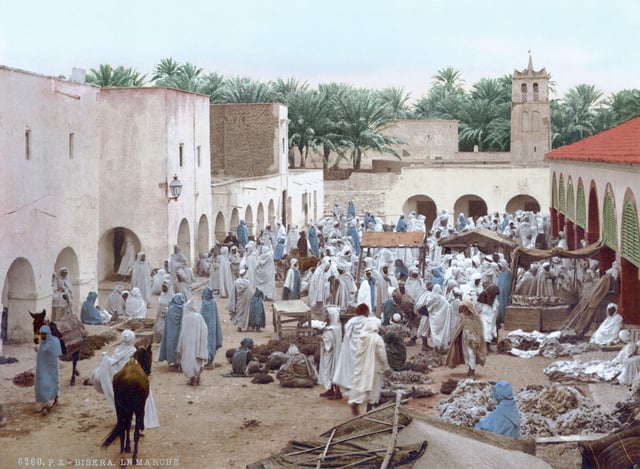 Market of Biskra in Algeria, 1899