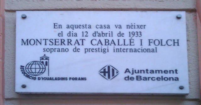 Plaque at her birthplace in Barcelona