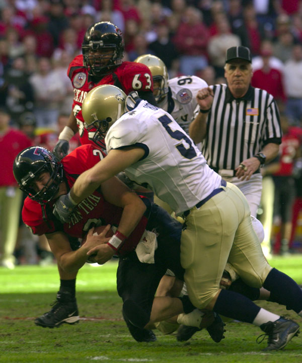 A college football game between Texas Tech and Navy