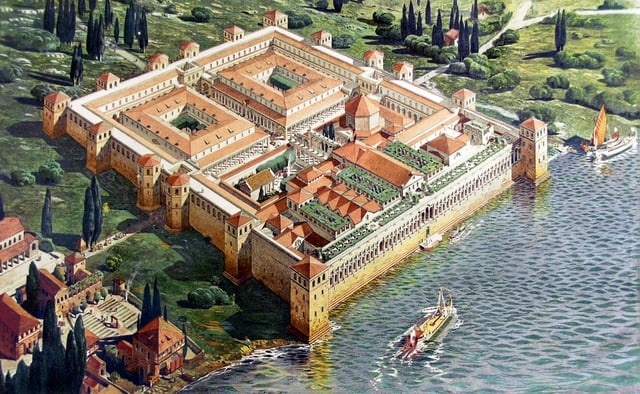 Reconstruction of Diocletian's Palace in its original appearance upon completion in AD 305 (viewed from the south-west)