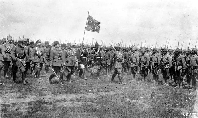 Kaiser Wilhelm II inspecting Turkish troops of the 15th Corps in East Galicia, Austria-Hungary (now Poland).