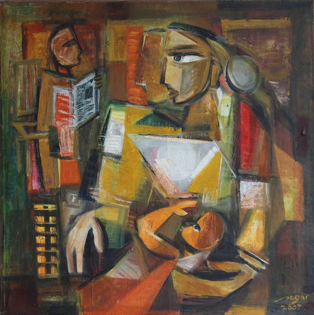 The Family, oil on canvas by Raja Segar