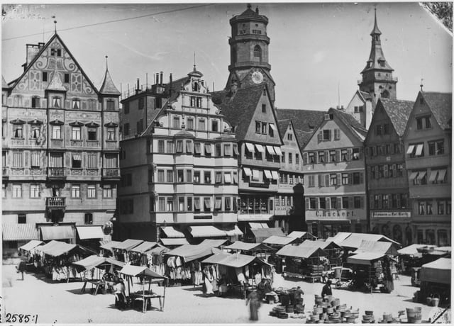 The historic Stuttgart Marktplatz looking west, 1881.