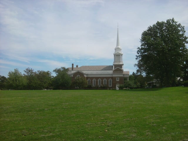 The Voorhees Chapel is a notable landmark on the Douglass campus at Rutgers. Douglass was founded as an all-women's college in 1918, but now houses co-ed dormitories