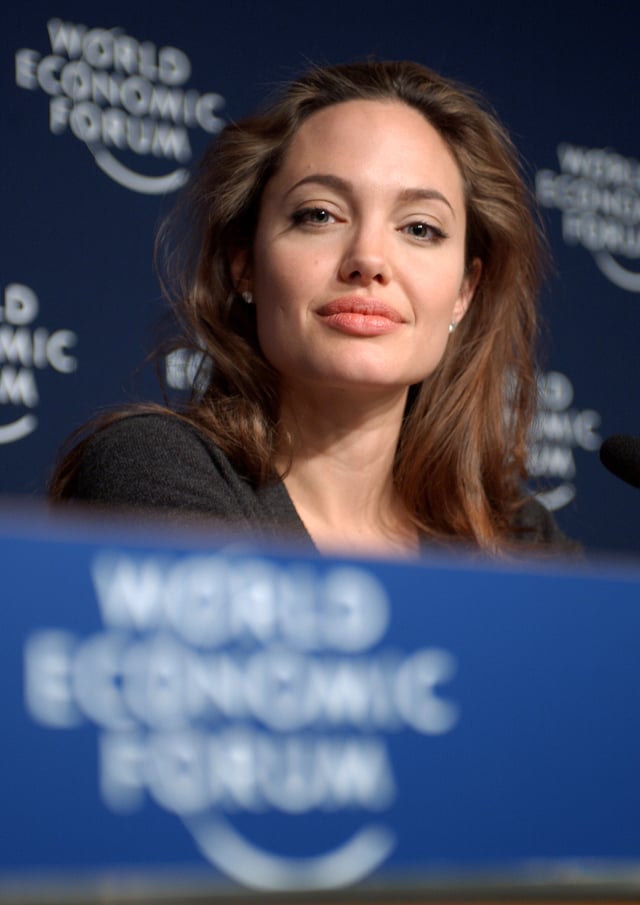 Jolie at the World Economic Forum's annual meeting in January 2005