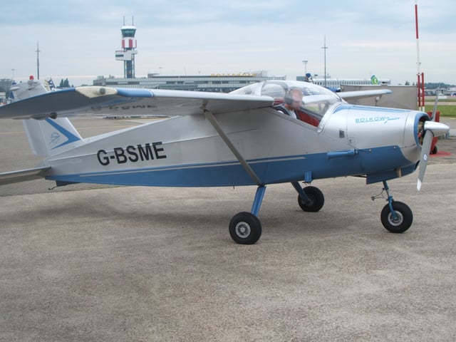 A 1966 Bölkow Bo 208C Junior, G-BSME (596), at Rotterdam Airport, The Netherlands