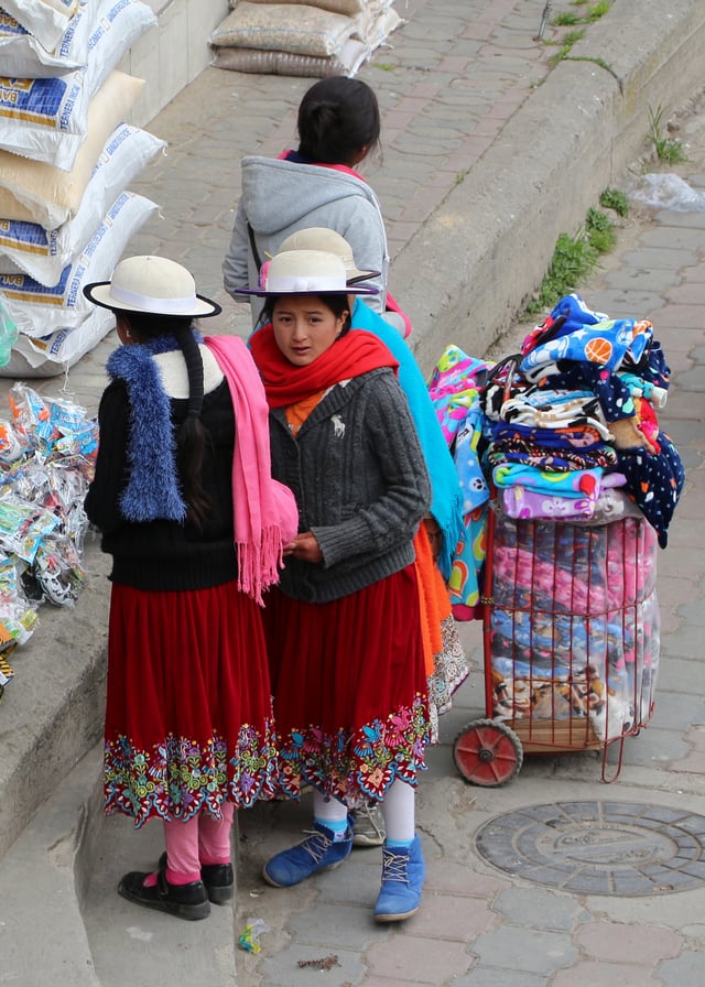 Cañari children with the typical Andean indigenous clothes