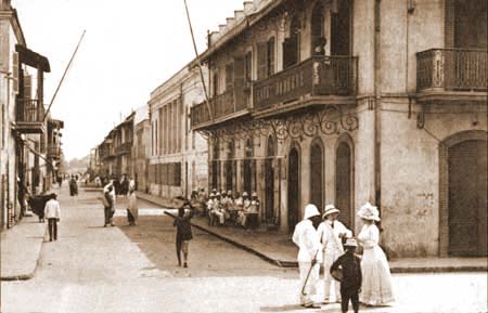 Colonial Saint Louis c. 1900. Europeans and Africans on the Rue Lebon.