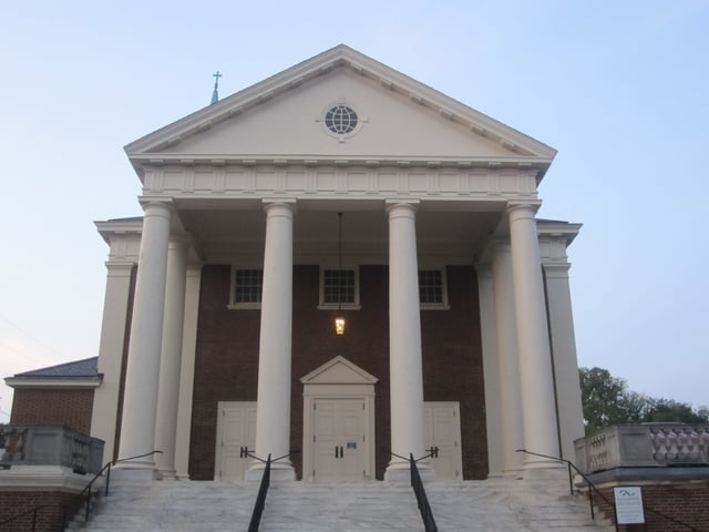 First United Methodist Church in the historic district of downtown Charlottesville (pictured July 2011) has since been renovated.