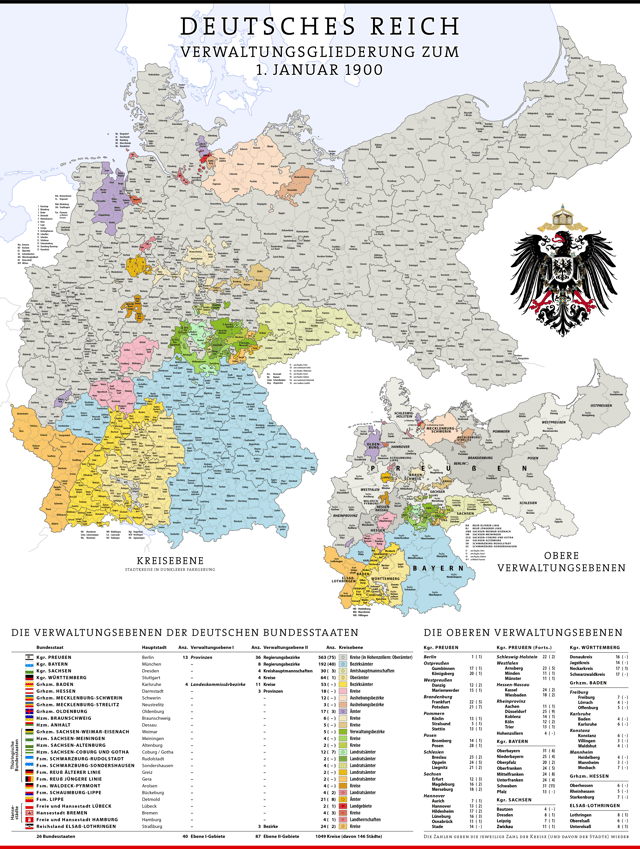 Administrative divisions of the German Empire on 1 January 1900