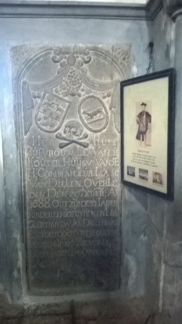 Plaque engraved near the tomb in St Francis's Church