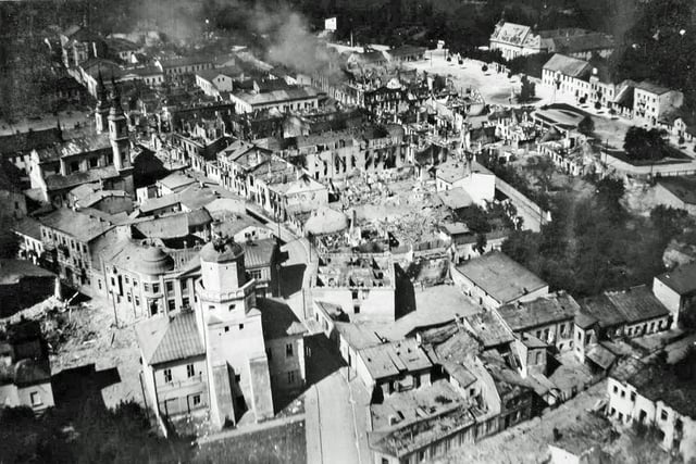 The city of Wieluń destroyed by Luftwaffe bombing
