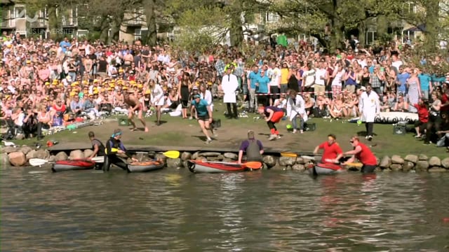 The annual boatrace at the University campus