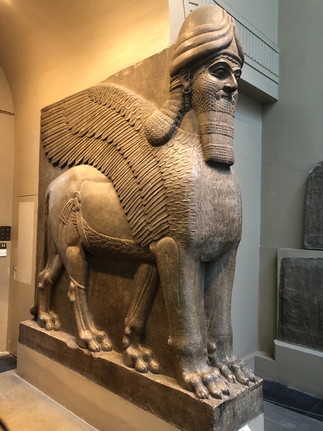 A Lamassu, from the entrance into the kings private apartments; 865–860 BC; British Museum (London)