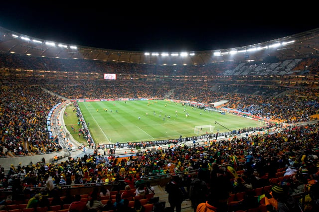 Interior view of the Soccer City in Johannesburg, South Africa, during a match at the 2010 FIFA World Cup