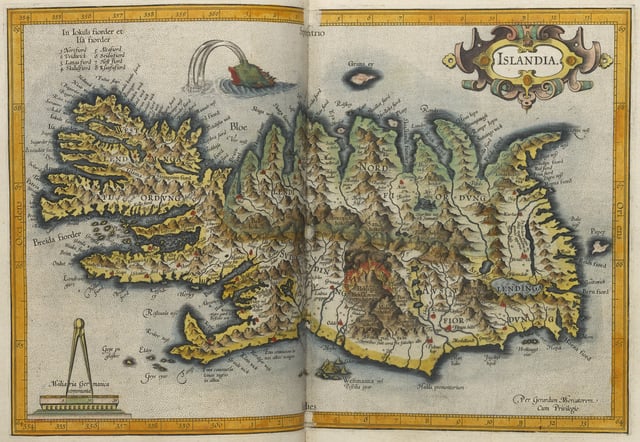 A map of Iceland published in the early 17th century