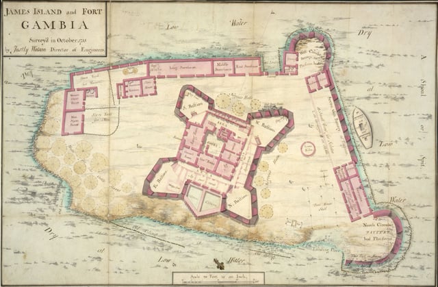 A map of James Island and Fort Gambia