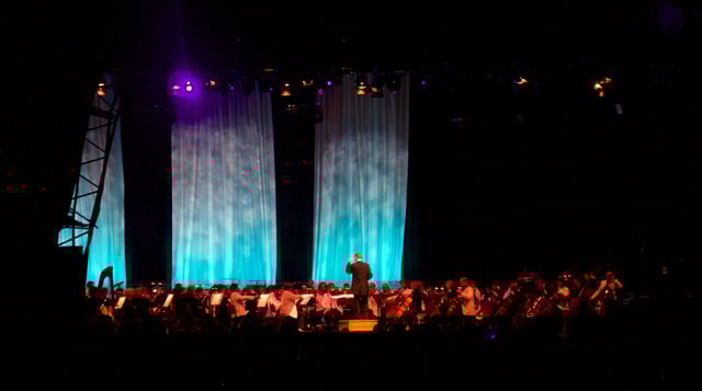 The Hallé performing at Jodrell Bank Observatory.