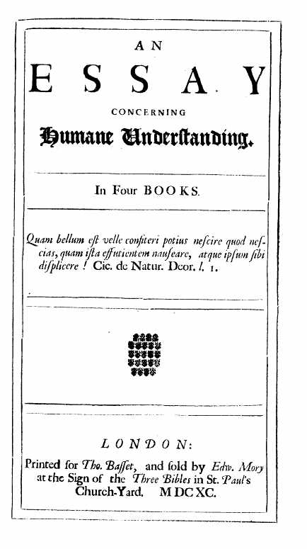 John Locke's 1690 An Essay Concerning Human Understanding