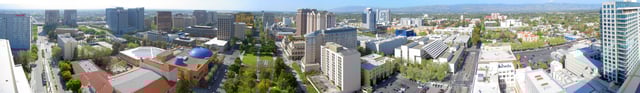 Overhead panorama of downtown San Jose