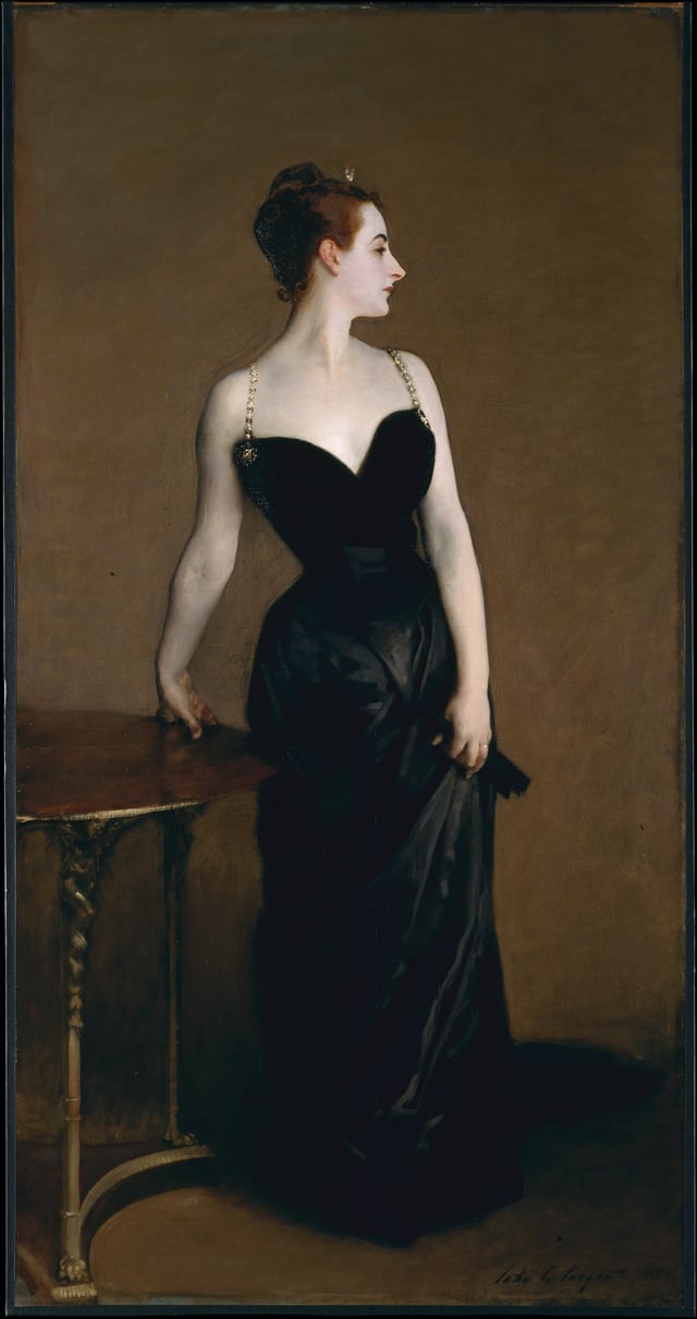 This portrait by John Singer Sargent of Virginie Amélie Avegno Gautreau depicting her cleavage caused considerable controversy when it was displayed at the 1884 Salon art exhibition in Paris.