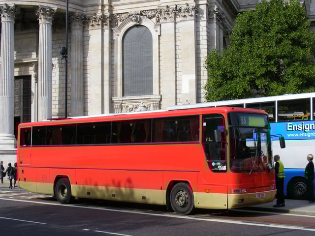Plaxton Premiere bodied Volvo B10M at St Paul's Cathedral in October 2010