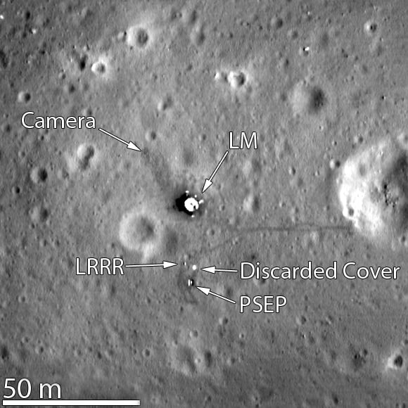 Tranquility Base, imaged in March 2012 by the Lunar Reconnaissance Orbiter