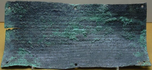 The second of the four Botorrita plaques. The third plaque is the longest text discovered in any ancient Celtic language. This, the second plaque, is inscribed in Latin however.