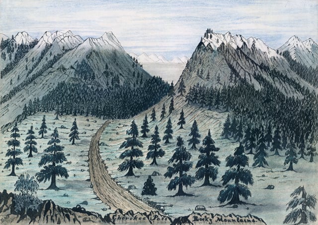 Cherokee Trail near Fort Collins, Colorado, from a sketch taken 7 June 1859