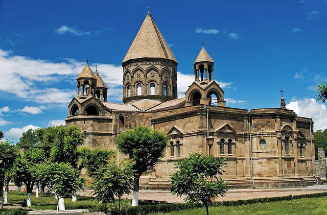 The Etchmiadzin Cathedral, the mother church of the Armenian Apostolic Church, was established in 301 AD.