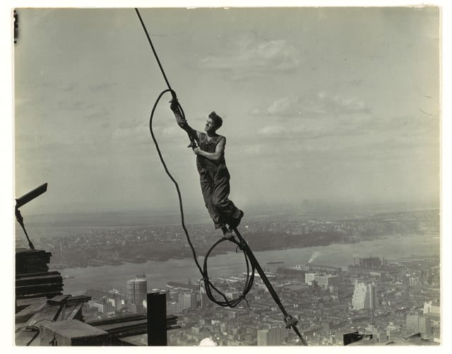 Photograph of a cable worker taken by Lewis Hine