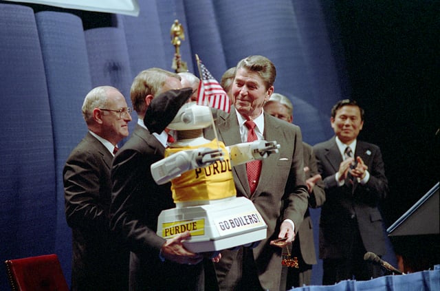 President Ronald Reagan visiting Purdue in 1987