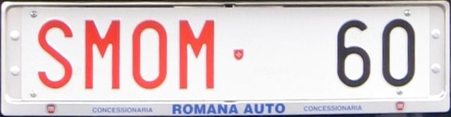 Vehicle registration plate of the Order, as seen in Rome, Italy