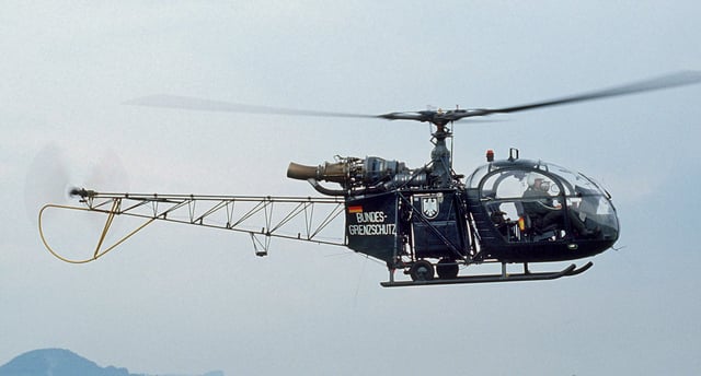 A West German Alouette II patrolling the border with East Germany, 1985