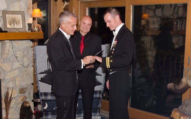 US Navy LT Gary C. Ross marries Dan Swezy, becoming the first active member of the U.S. military to legally marry a same-sex partner.