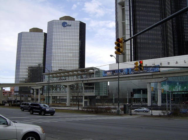 People Mover train comes into the Renaissance Center station