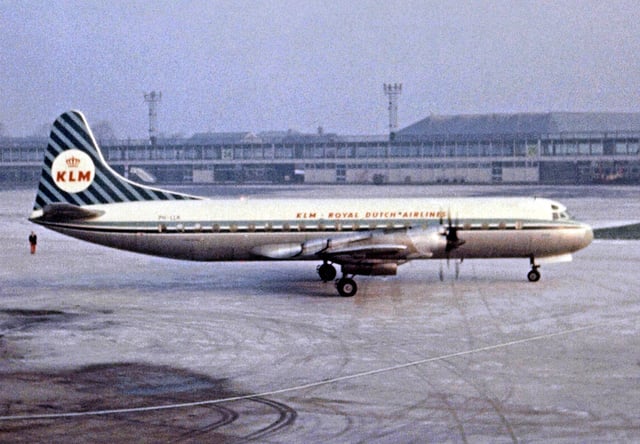 A KLM Lockheed L-188 Electra in the airline's 1950s livery.