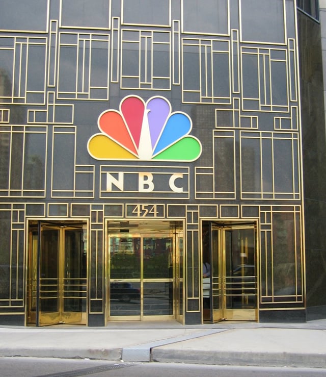 The front entrance of the NBC Tower at 454 N. Columbus Drive in Chicago.